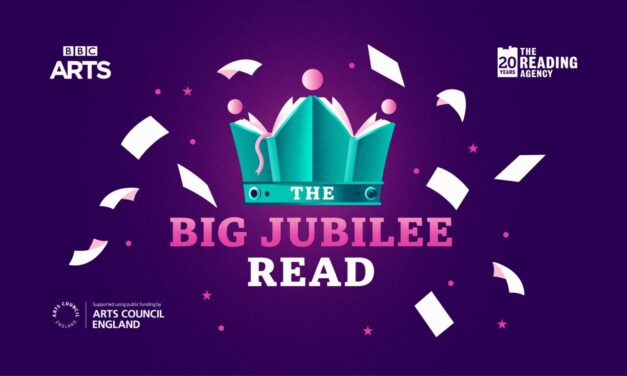 Big Jubilee Read logo featuring a green crown on a purple background