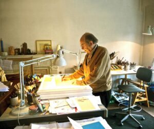 Quentin Blake in his studio
