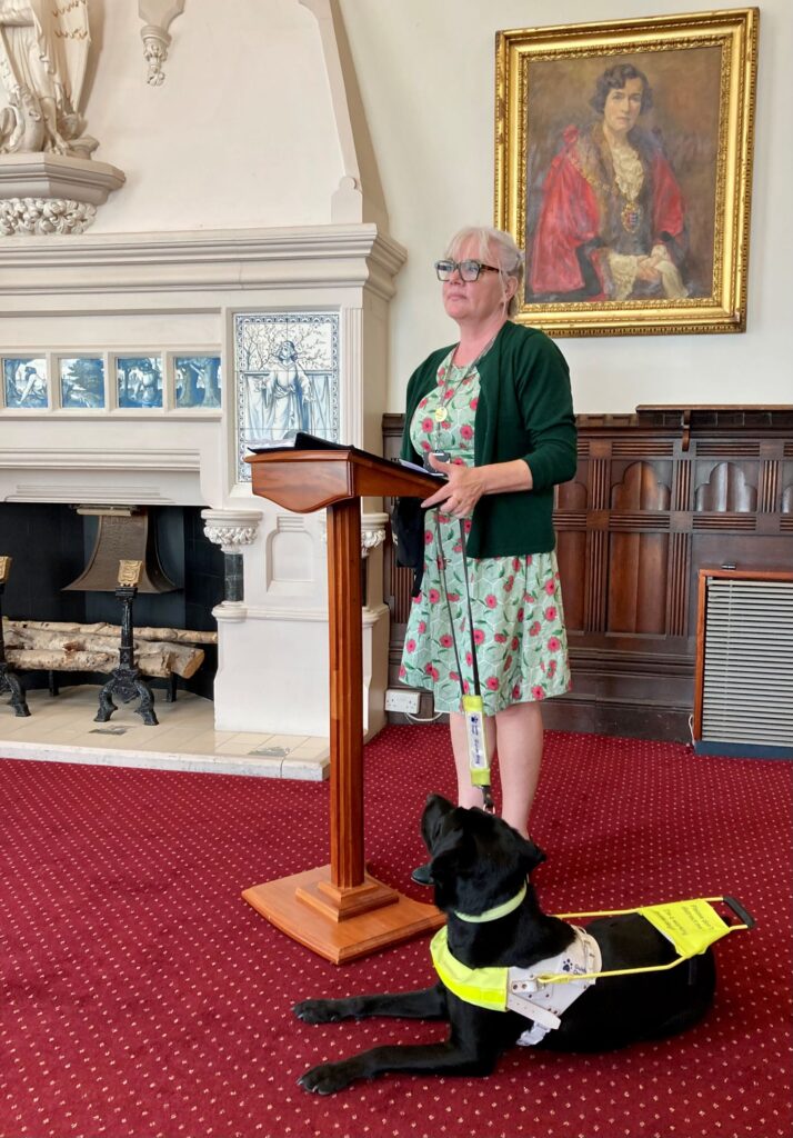 Nicola with her guide dog, Alison