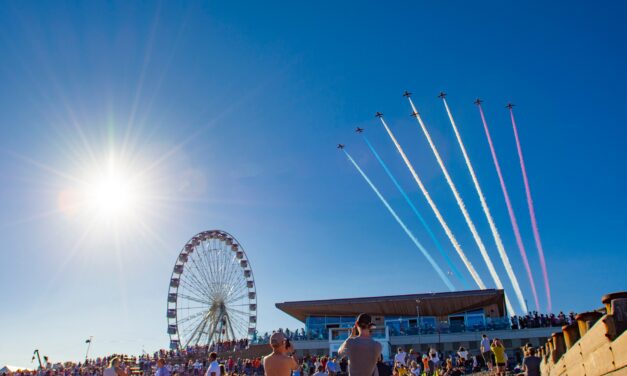 red arrows flying over the big wheel Eastbourne beach