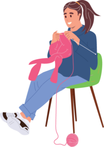 illustration of a person knitting