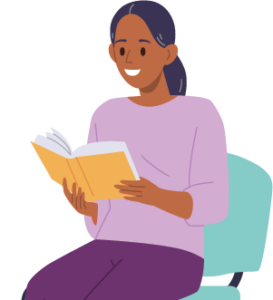 illustration of a person reading a book. An activity recommended for Oder People's Day