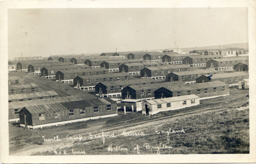 A photgraph from 1919 depicting four or five rows of the barracks of North Camp in Seaford.