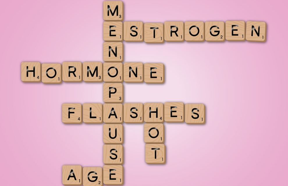 words associated with the menopause laid out to represent a scrabble board