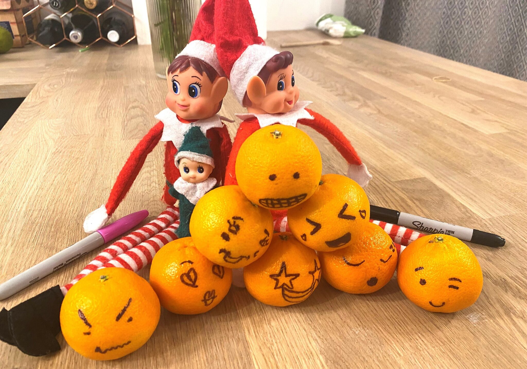 Elf on the Shelf and orange faces