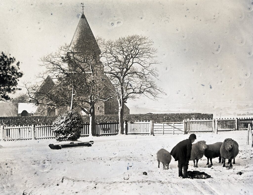 Snow at Guestling Church East Sussex