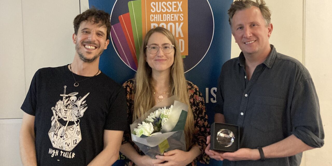 Shortlisted-authors-Jamie Littler and Sarah Driver and winner Tom Vaughan