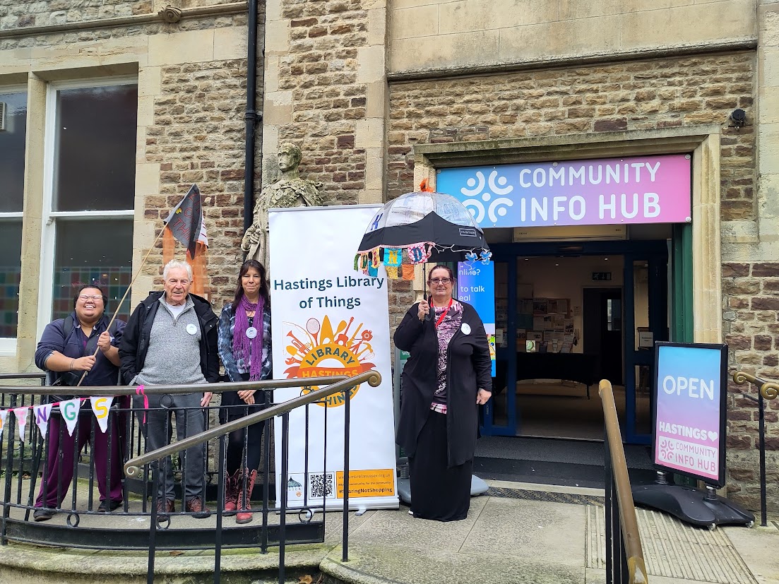 A person standing outside the Hub in Hastings