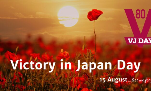 poppy field with Victory in Japan Day written on it
